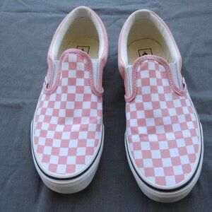 Vans pink checkered juniors 6.5 slip ons